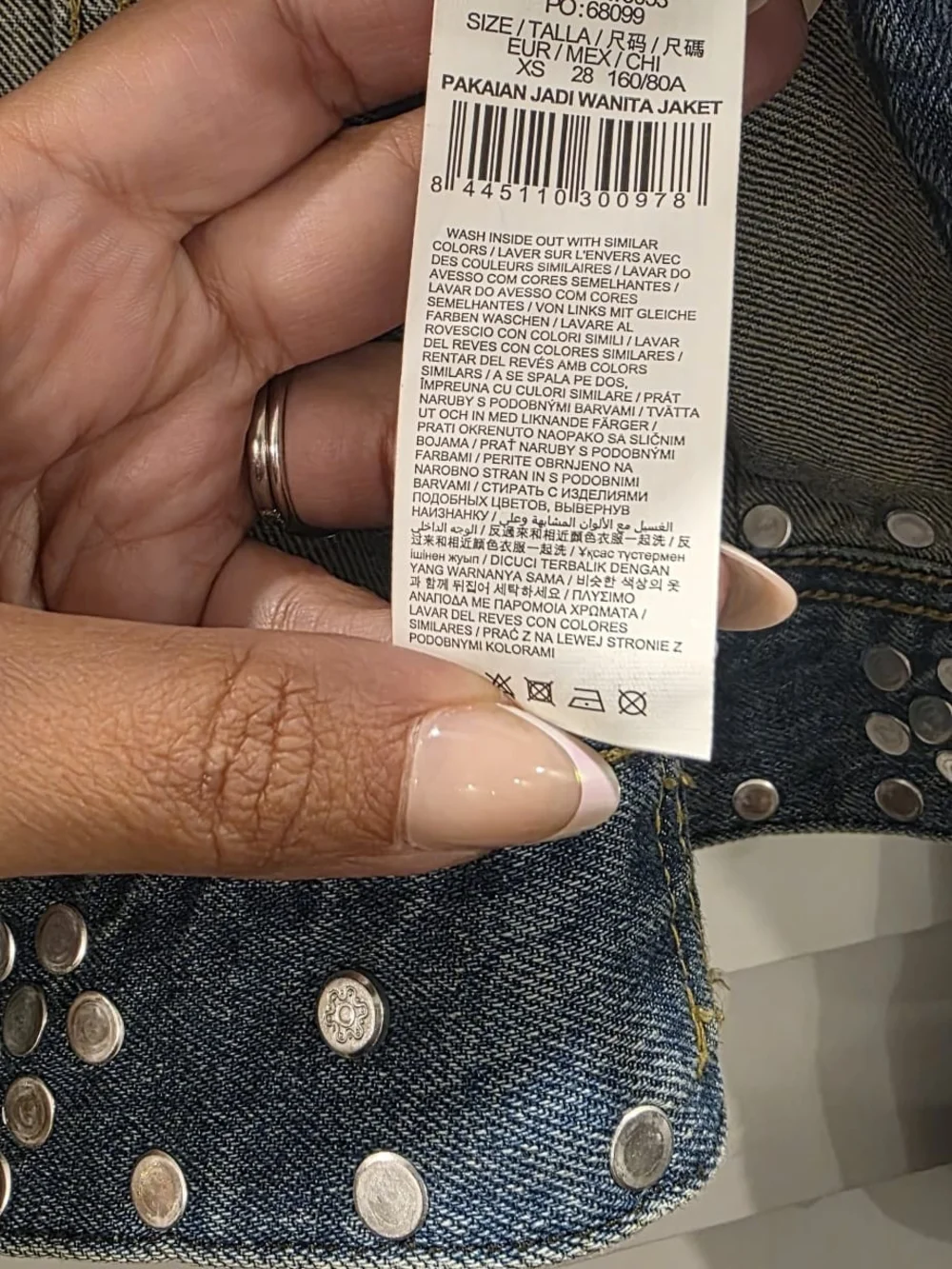 Desigual Studded Blue Denim Jacket with Red Accent - Picture 7 of 9